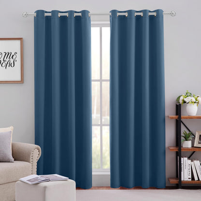 HOMEIDEAS Blackout Curtains for Bedroom 52 X 84 Inch Long 2 Panels Set Light Grey/Gray Room Darkening Curtains/Drapes, Soundproof Thermal Grommet Window Curtains for Living Room