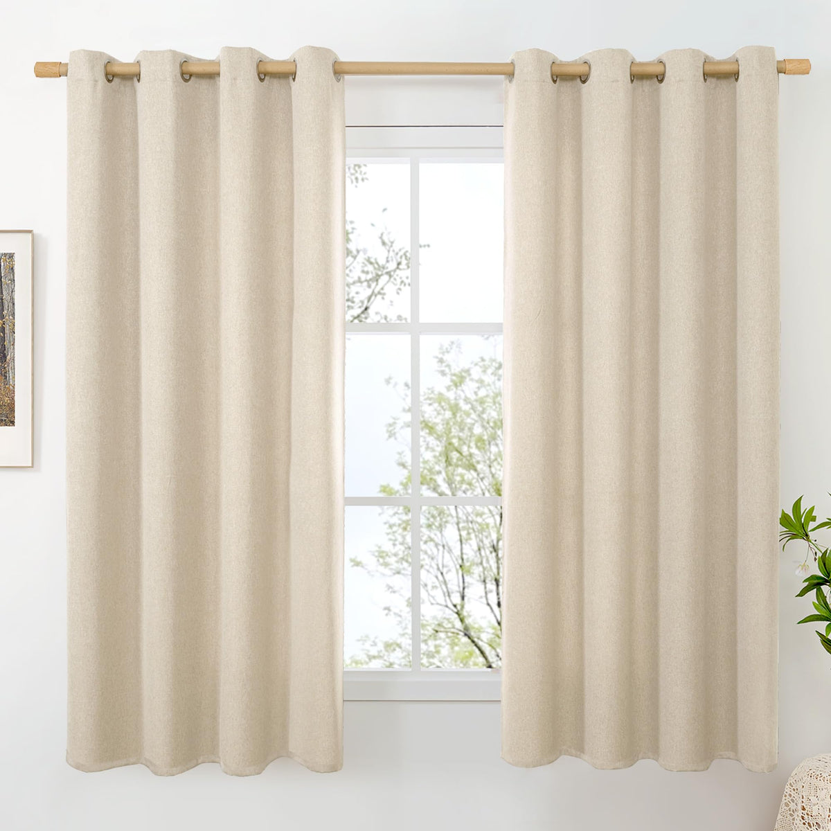 BGment Oatmeal Linen Curtains 84 Inch Length 2 Panels Set for Living Room