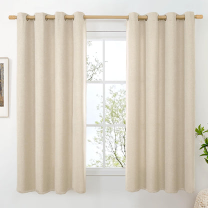 BGment Oatmeal Linen Curtains 84 Inch Length 2 Panels Set for Living Room