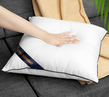 Premium Piping Throw Pillows 18x18, Decorative Pillow Inserts, 4-Pack