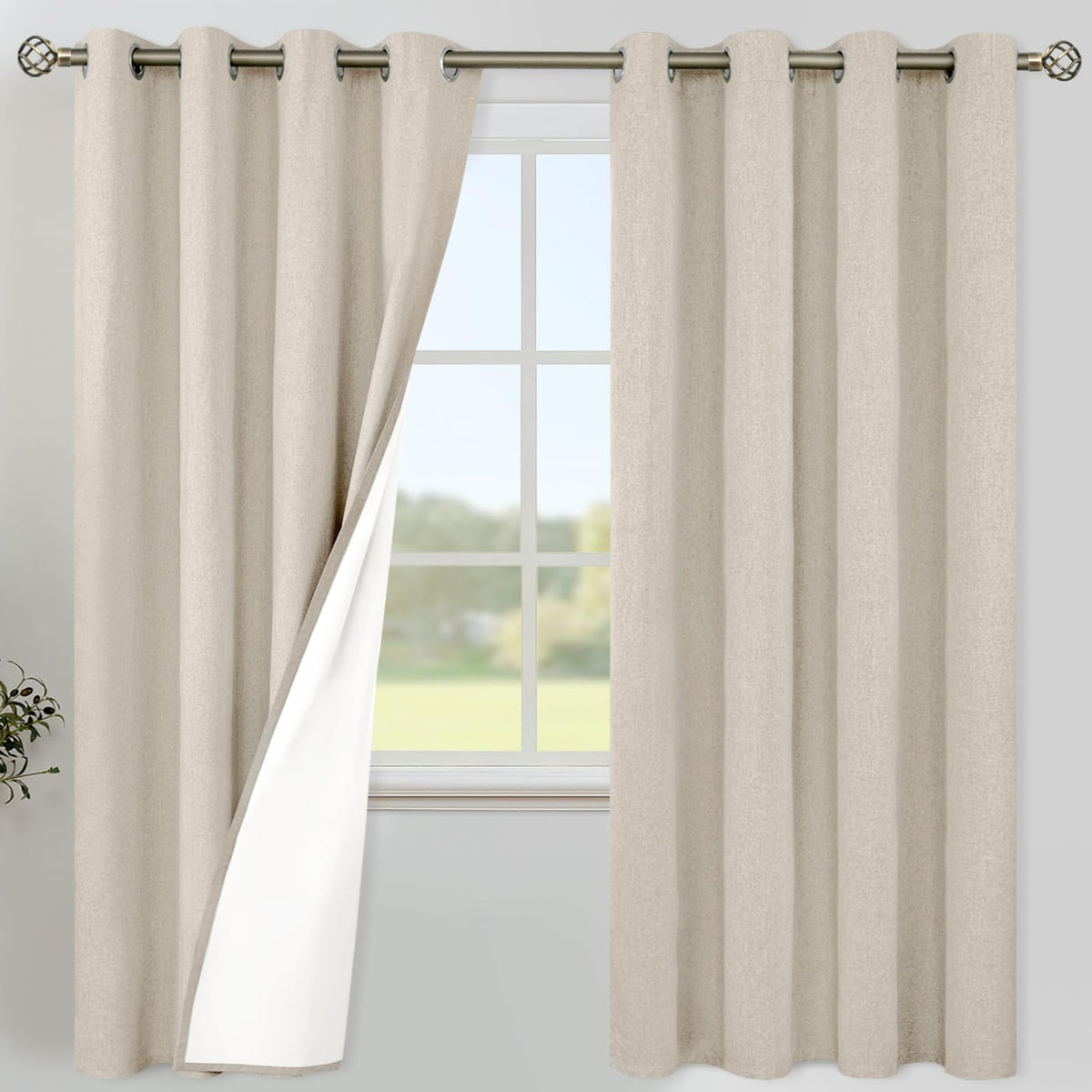YoungsTex Black Blackout Curtains for Bedroom, Thermal Drapes Heat Blocking