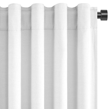Topfinel Cream Ivory Blackout Curtains & Drapes 84 Inch Length, Beige Pinch Pleat Full Blackout Flax Linen Tab Top Soundproof Curtains with Hooks Rings for Bedroom Living Room Track 2 Panels Set