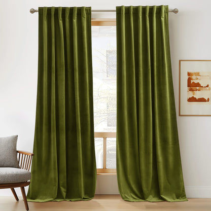 RYB HOME Blue Velvet Blackout Curtains for 84 inches Bedroom Living Room