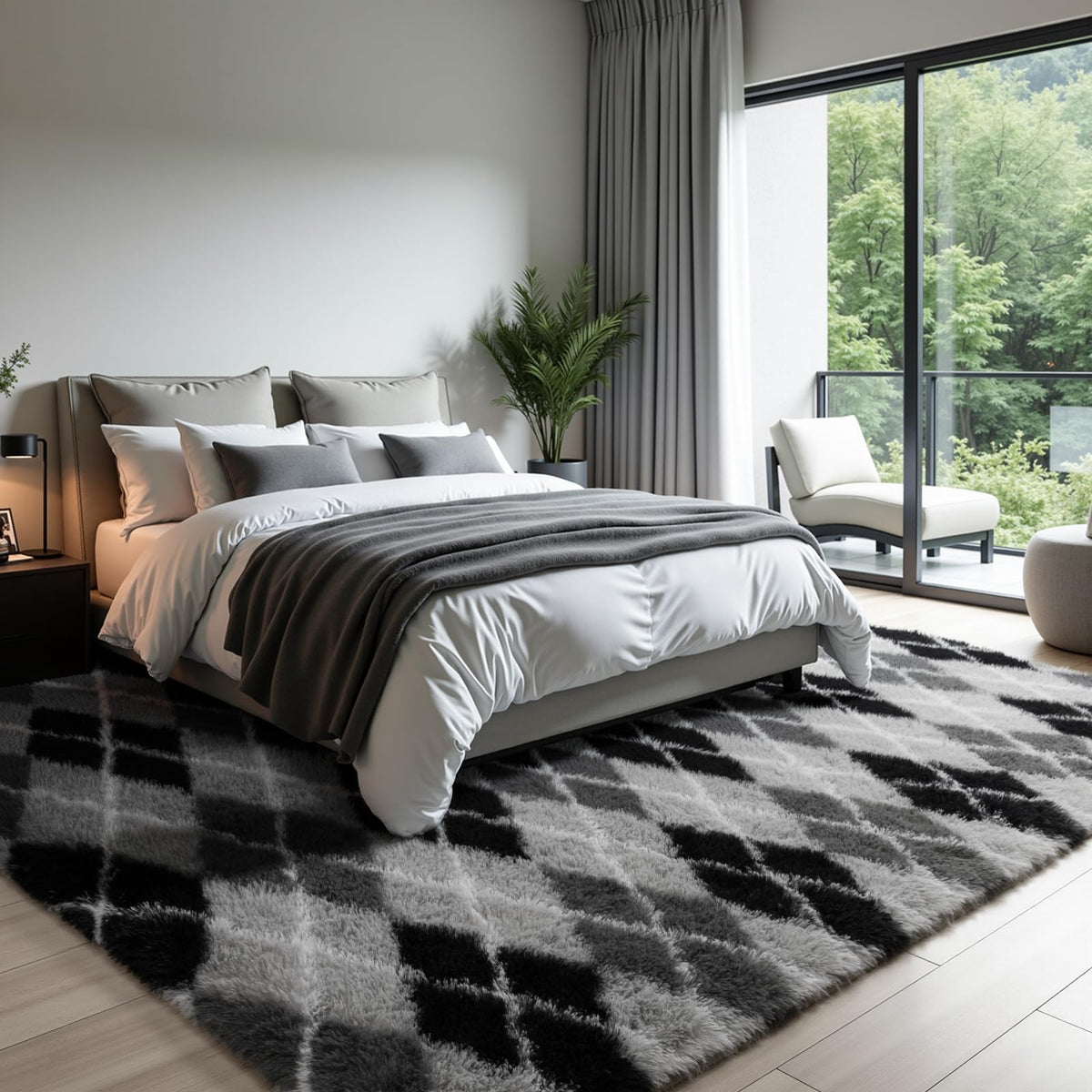 Zentavio 5x8 Area Rugs for Bedroom Fluffy Rugs for Living Room Carpet Large Fuzzy Soft Shag Aesthetic Plush High Pile Gray Throw Rug for Nursery Kids Room Dorm Waved Grey