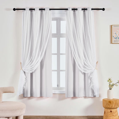 Anytime Double Layer Blackout Curtains 2 Panels，52Wx84L，Greyish White