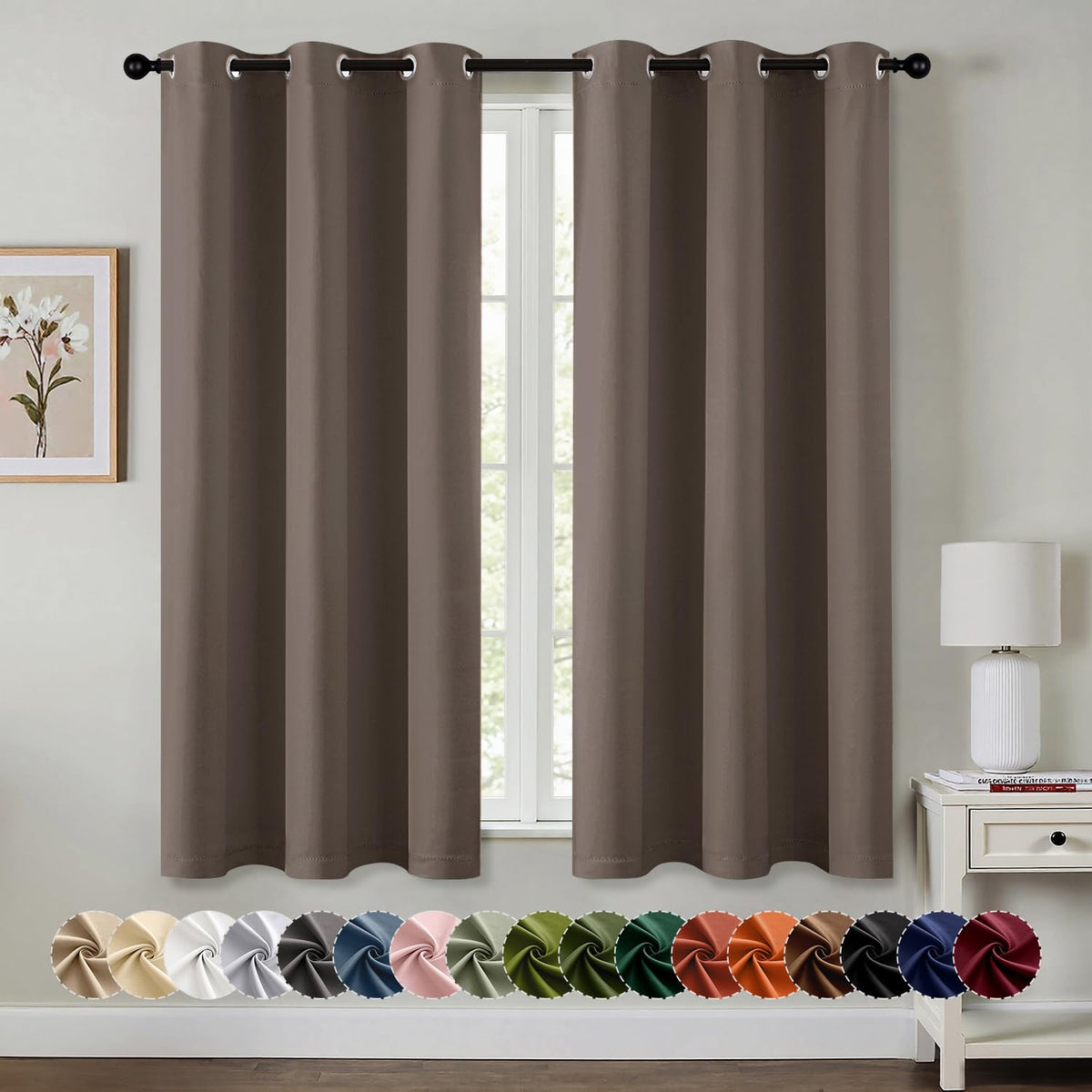 MIULEE Blackout Curtains for Bedroom 2 Panels 40 x 63 Inch Long Black