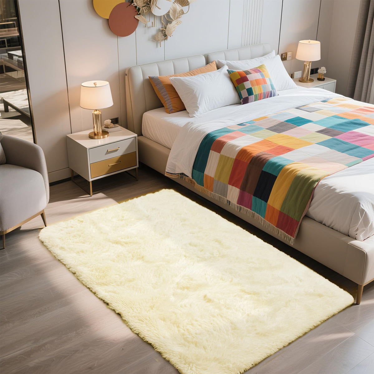 8x10 Fluffy Area Rugs for Living Room,Black Large Shag Area Rug for Bedroom