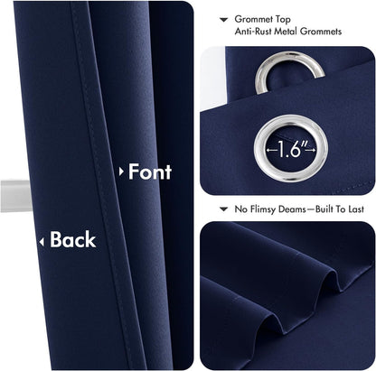 MIULEE Blackout Curtains for Bedroom 2 Panels 40 x 63 Inch Long Navy Blue