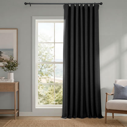 Faux Linen Curtains for Living Room (1 Panel) - 50W X 108L, Birch Taupe
