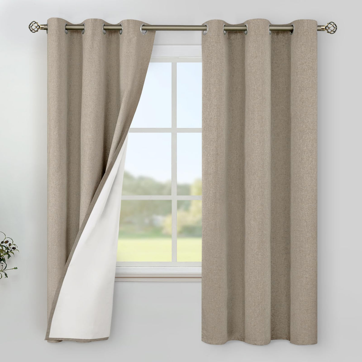 YoungsTex Black Blackout Curtains for Bedroom, Thermal Drapes Heat Blocking