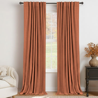 Linen Total Blackout Curtains for Bedroom Living Room 84 Inch, Cream