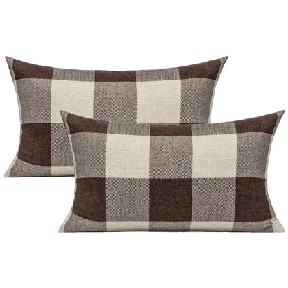 VAKADO Outdoor Plaid Throw Pillow Covers 18x18 Set of 2, Black & White