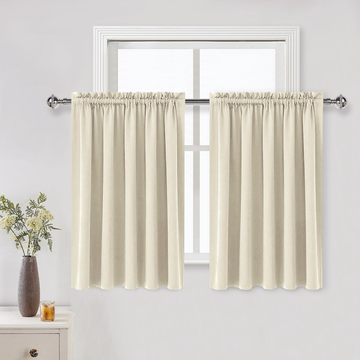 DWCN Blackout Curtains for Bedroom Living Room 42 x 63 Inch Long Black