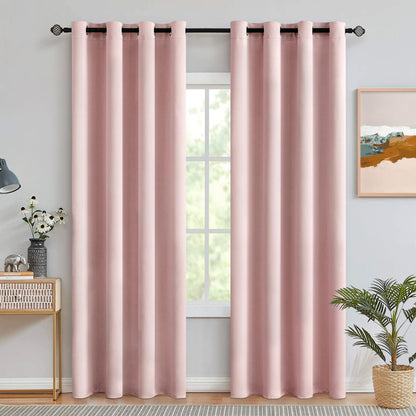 MIULEE Light Pink Blackout Bedroom Curtains Drapes 84 Inch Long 52"x84"