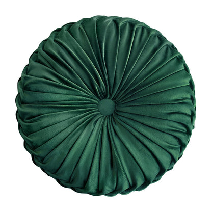 Teieas Round Throw Pillow Velvet Pleated Round Pillow Cushion Light Blue