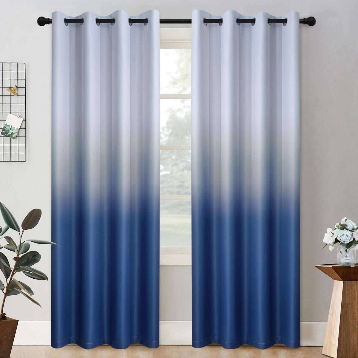 COSVIYA Grommet Room Darkening Ombre Purple Curtains W52xL63 inch