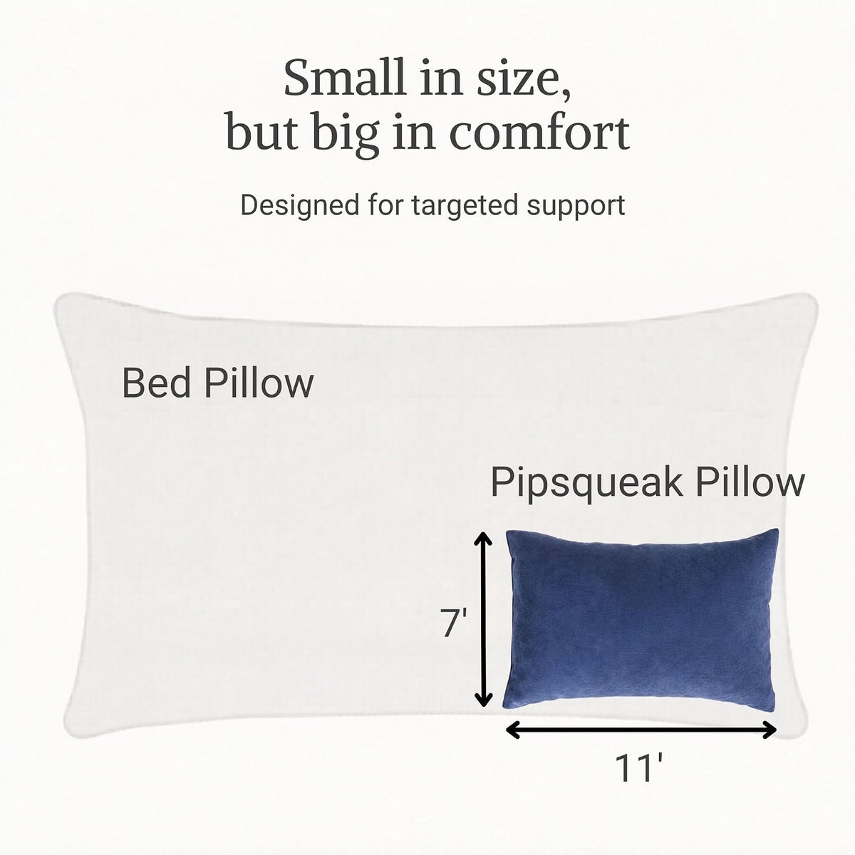 Pipsqueak Travel Pillow - Small, Mini, Tiny - 11 x 7 in, Microfiber