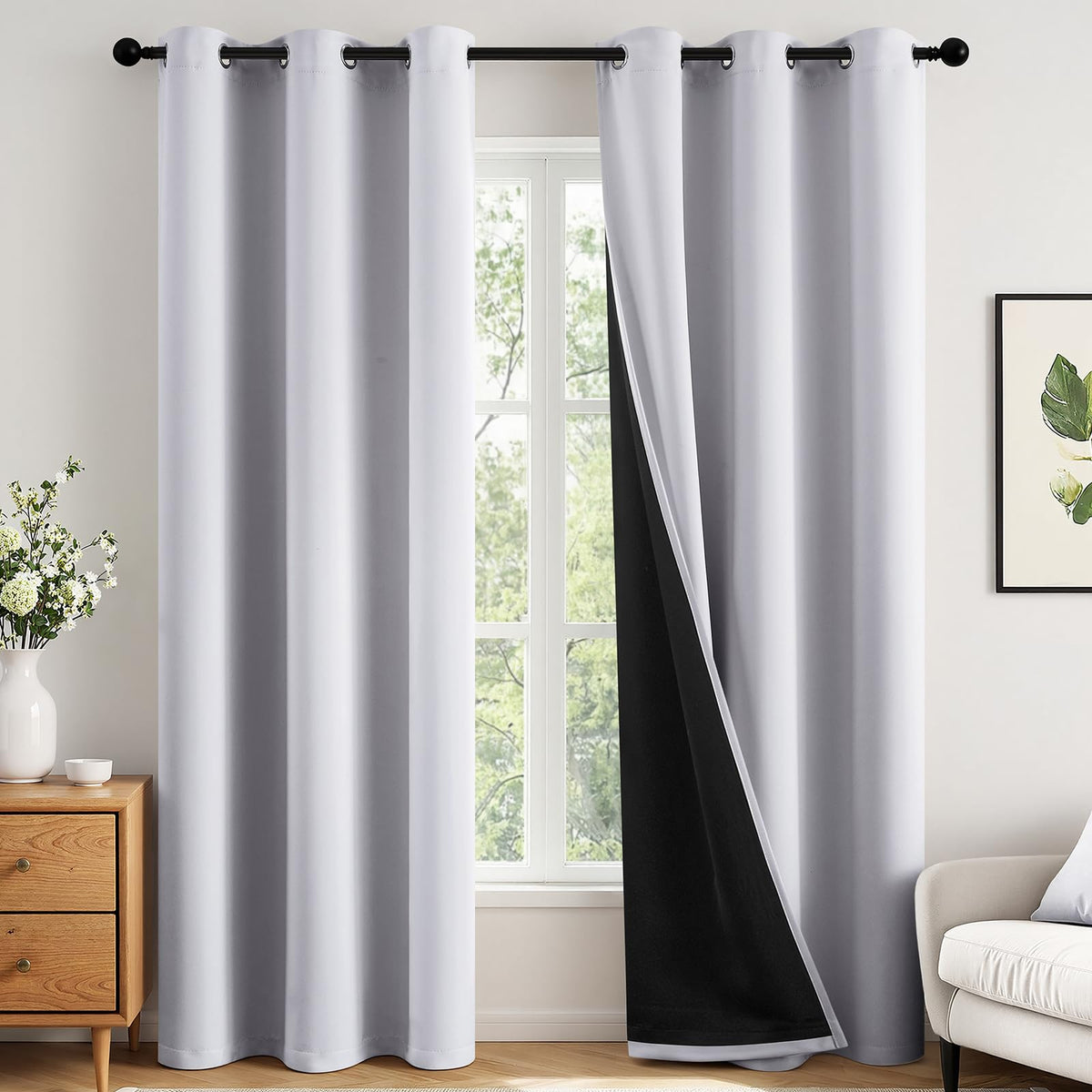 MIULEE Cream 100% Blackout Curtains for Bedroom 40x63 Inch Long