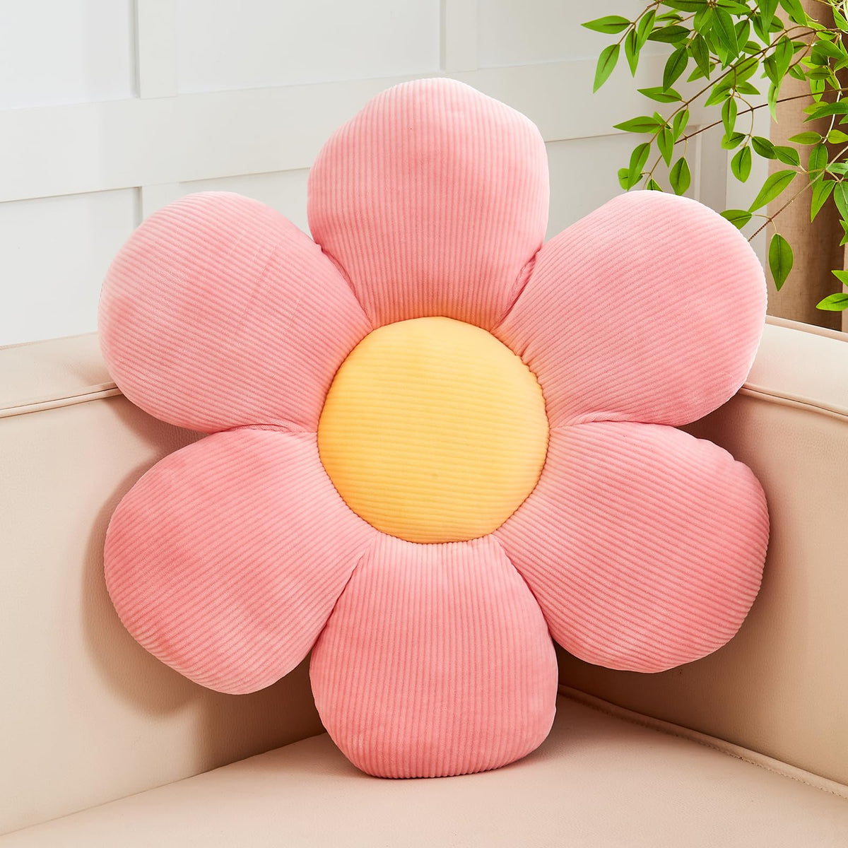 Kcvvcr Flower Throw Pillow, Soft White 14.9" Shaped Floor Pillow for Home Decor, Cute Aesthetic Plush Decorative Pillows for Bed, Sofa, Couch