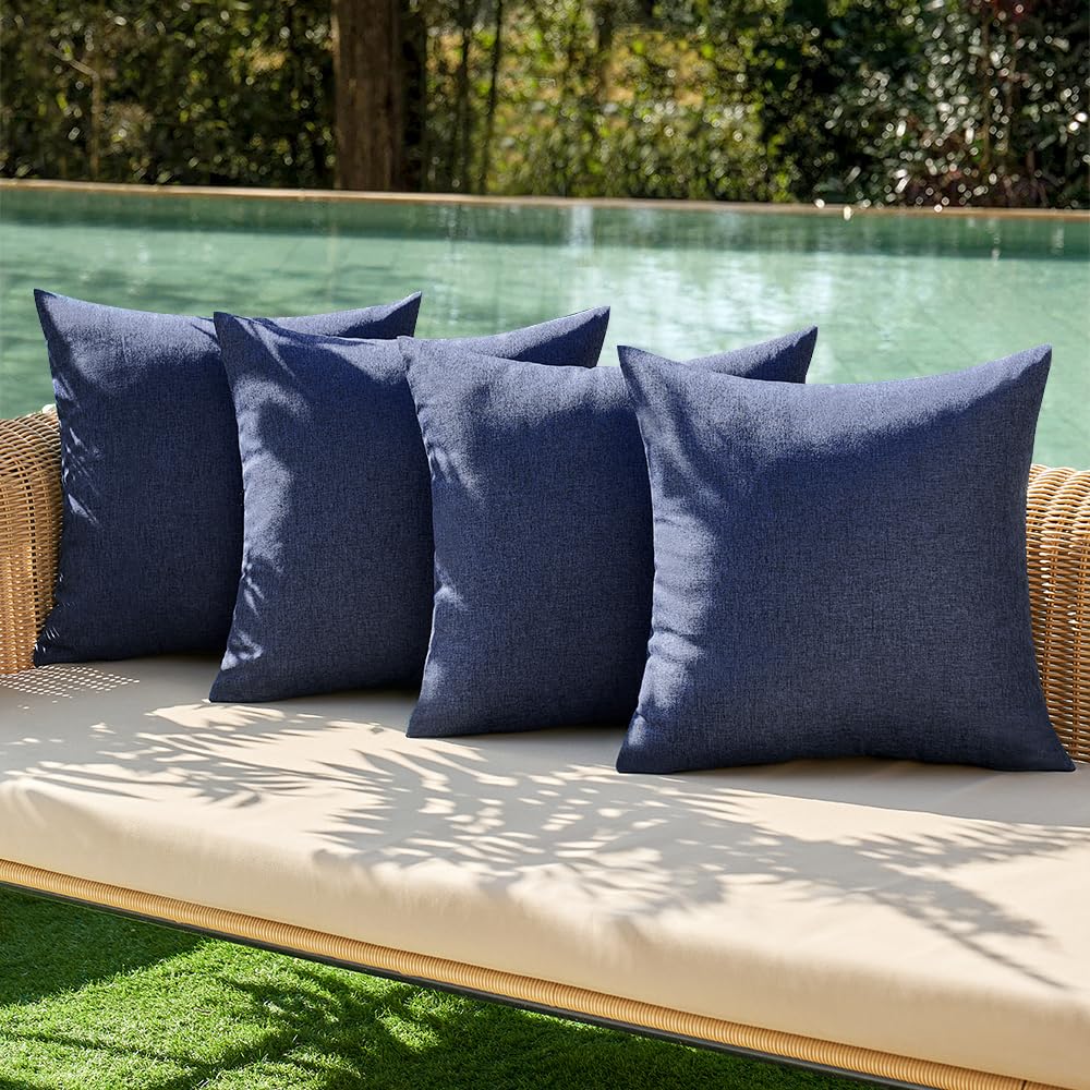 MIULEE Pack of 4 Decorative Outdoor Throw Pillow Covers Linen Waterproof Pillow Covers Summer Farmhouse Cushion Cases for Patio Garden Tent Balcony Couch Sofa 18x18 Inch Red/Turquoise