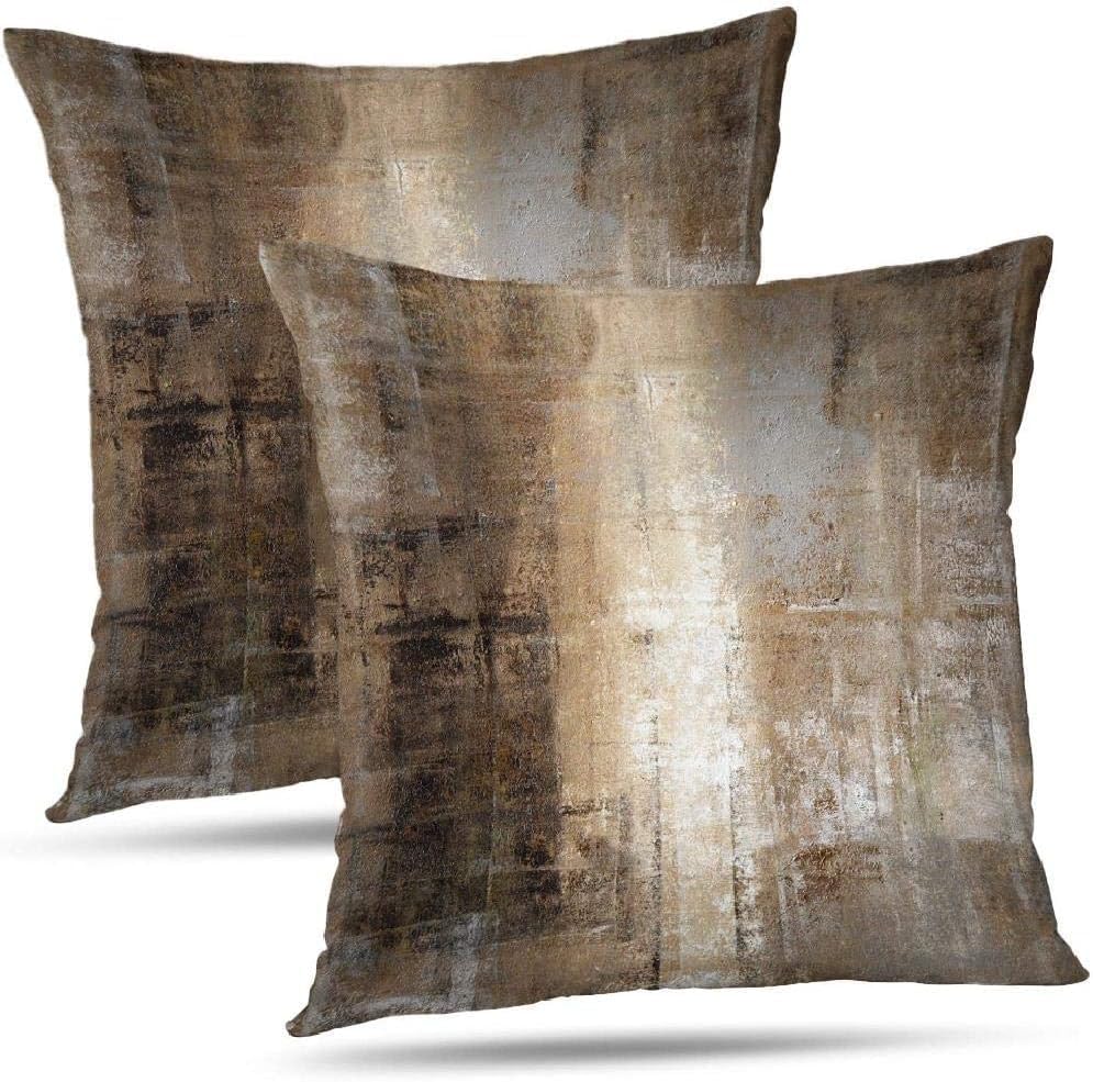 Blue and Grey Abstract Art Artwork Pillow Cover, Gallery Modern Decorative Throw Pillows Cushion Cover for Bedroom Sofa Living Room 18 x 18 Inch Set of 2