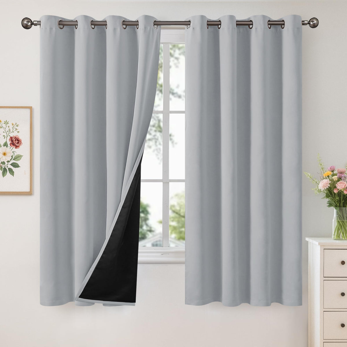 YoungsTex Black Blackout Curtains for Bedroom, Thermal Drapes Heat Blocking