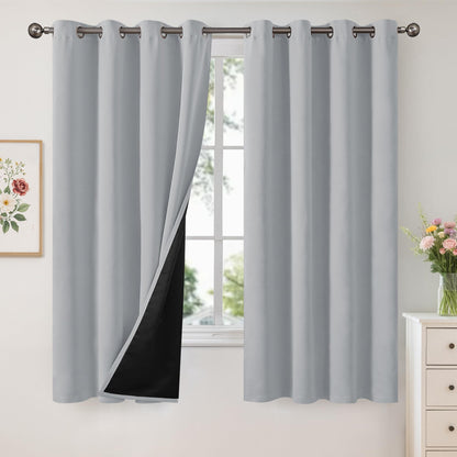 YoungsTex Black Blackout Curtains for Bedroom, Thermal Drapes Heat Blocking