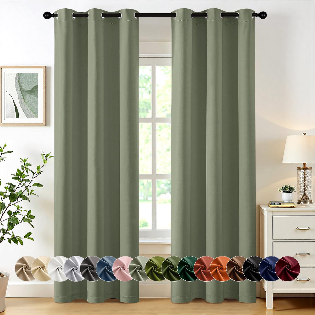 MIULEE Blackout Curtains for Bedroom 2 Panels 40 x 63 Inch Long Dark Grey