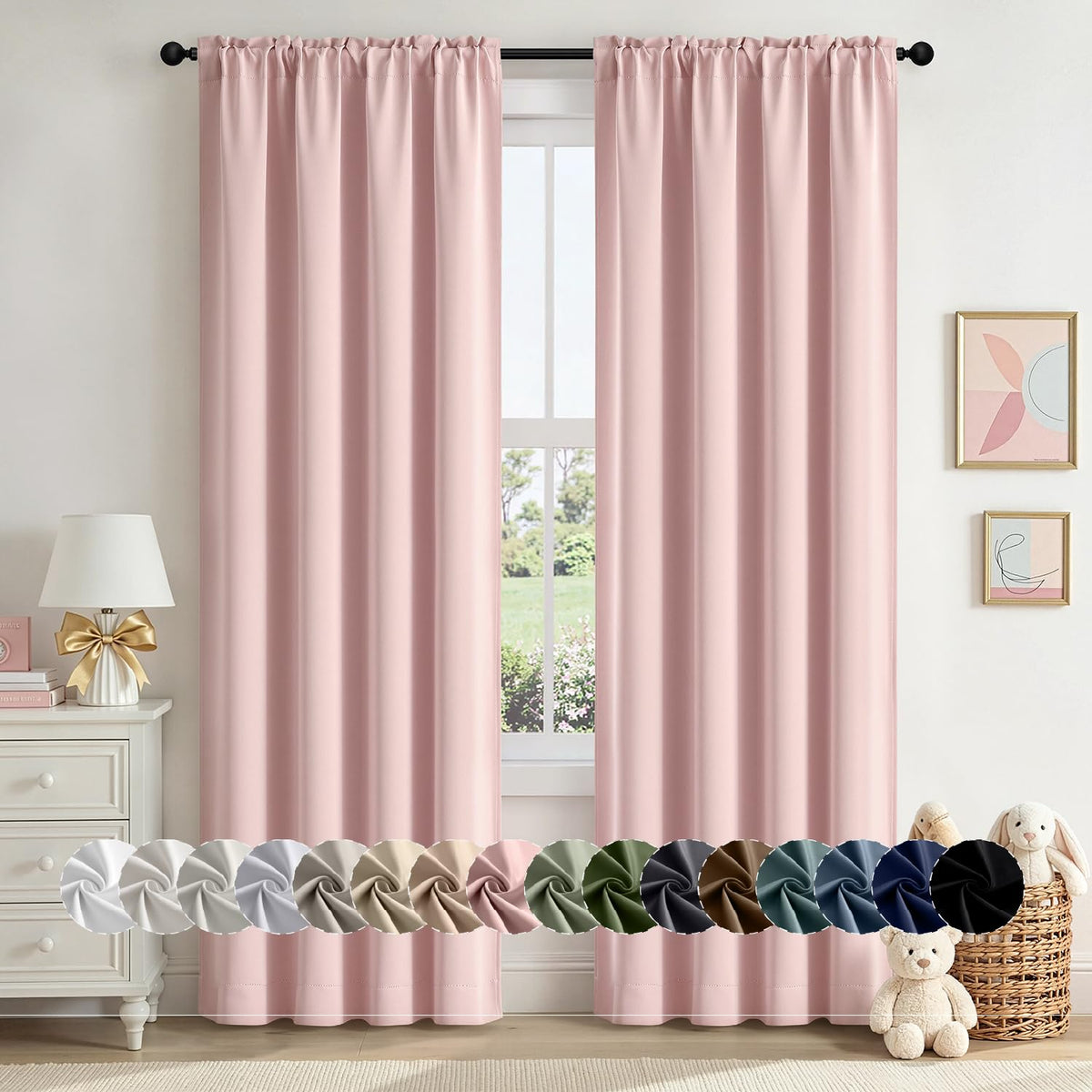 MIULEE Stone Blue Blackout Curtains for Bedroom Living Room 40"x63" 2 Panel