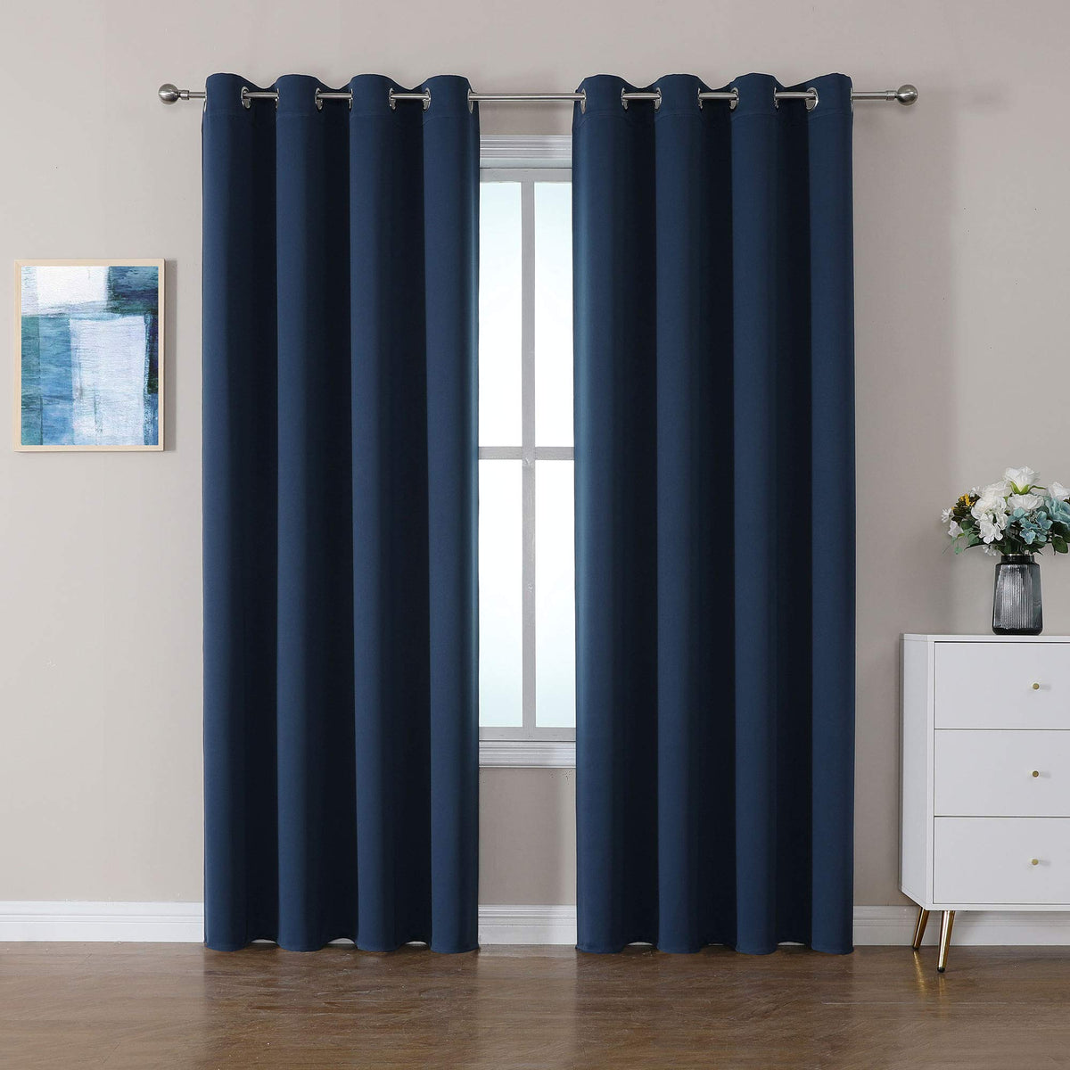 CUCRAF Beige Blackout Curtains 84 inch Length 2 Panels Set, Room Darkening Drapes for Living Room Bedroom, Thermal Insulated Light Blocking Grommet Window Curtain (W52 x L84 Inch)