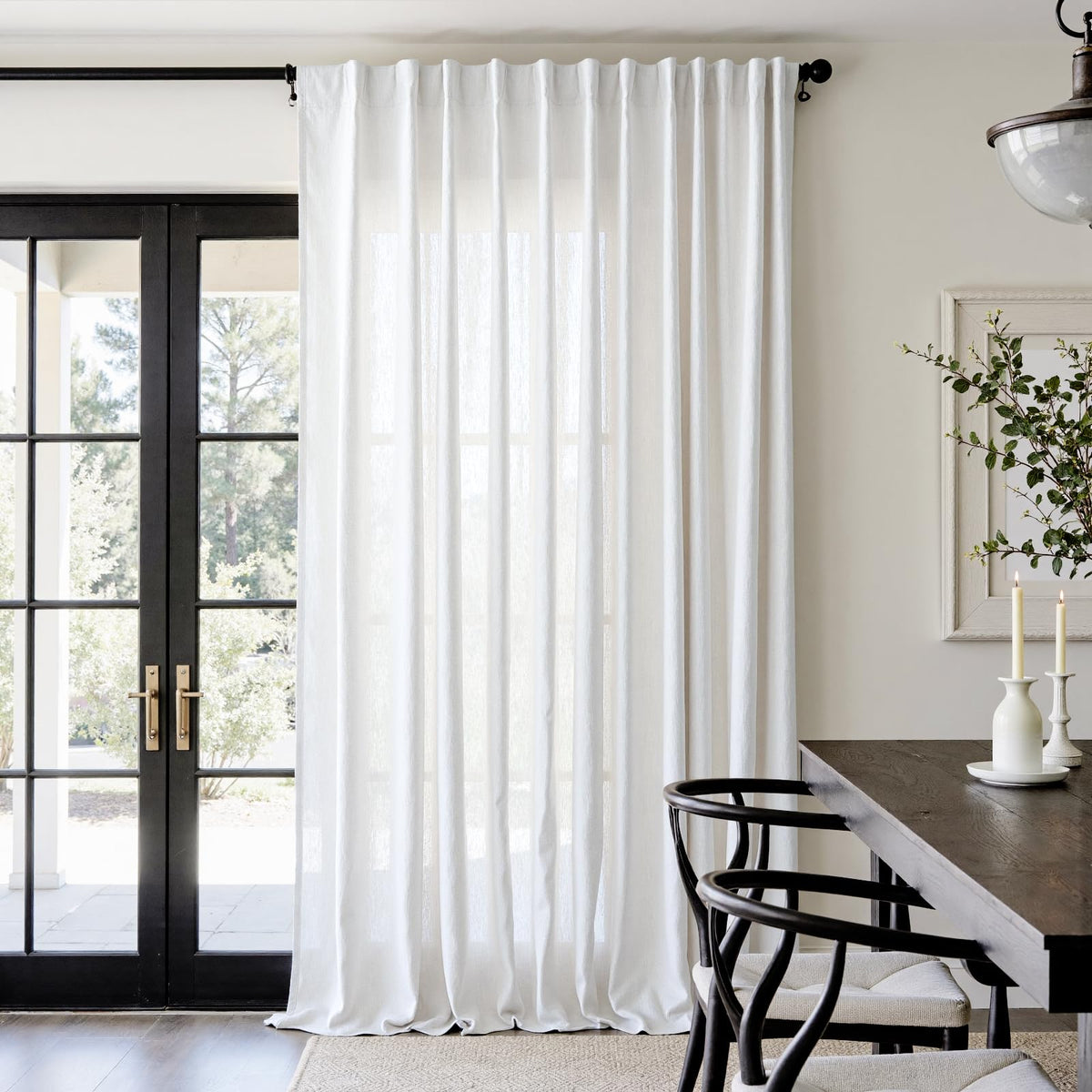 jinchan Linen Curtains Light Filtering Back Tab 50x96 Inch 2 Panels Beige