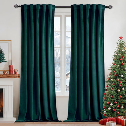 MIULEE Velvet Curtains 52x84 inches 2 Panels Olive Green Blackout Curtains