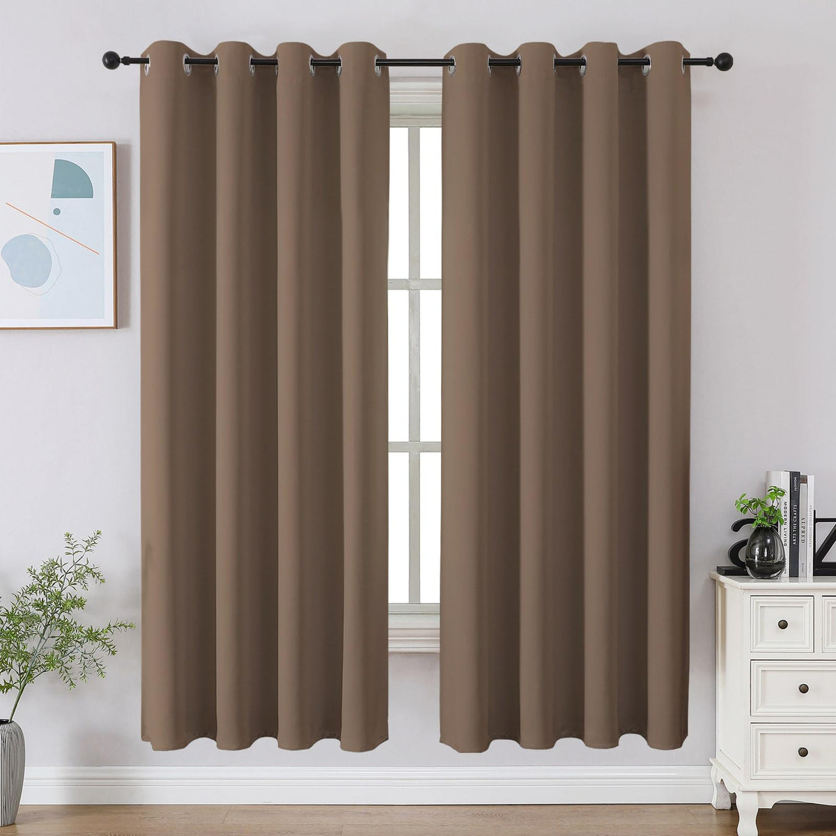 CUCRAF Beige Blackout Curtains 84 inch Length 2 Panels Set, Room Darkening Drapes for Living Room Bedroom, Thermal Insulated Light Blocking Grommet Window Curtain (W52 x L84 Inch)