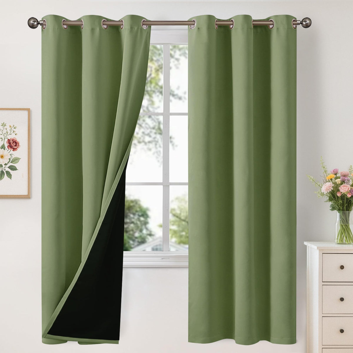 YoungsTex Black Blackout Curtains for Bedroom, Thermal Drapes Heat Blocking