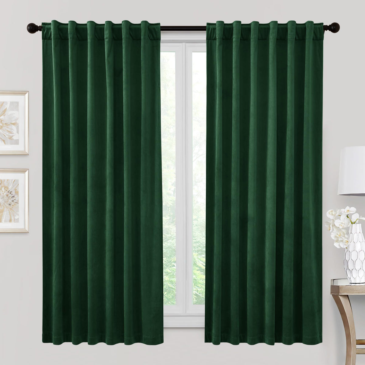 RYB HOME Blue Velvet Blackout Curtains for 84 inches Bedroom Living Room