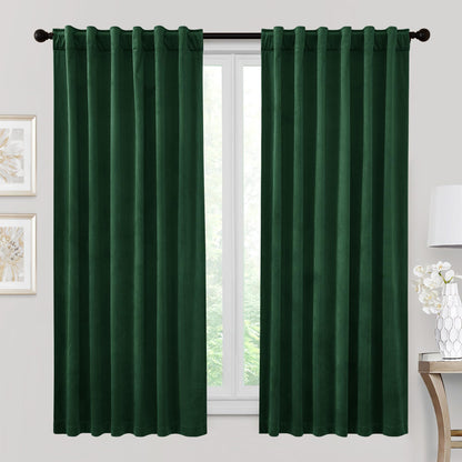 RYB HOME Blue Velvet Blackout Curtains for 84 inches Bedroom Living Room