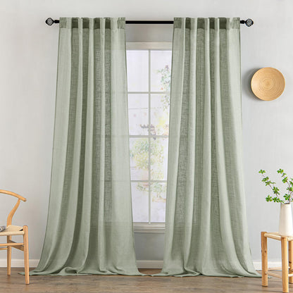 MIULEE Natural White Linen Curtains 52x84 Inch Long for Bedroom Living Room