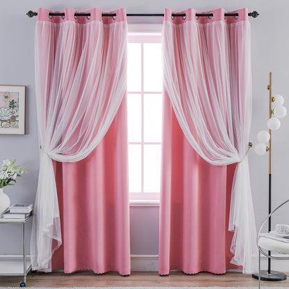 Anytime Double Layer Blackout Curtains 2 Panels，52Wx84L，Greyish White