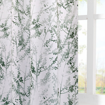 MYSKY HOME Grey Leaf Curtains 63 Inch Length for Bedroom Grommet 2 Panels