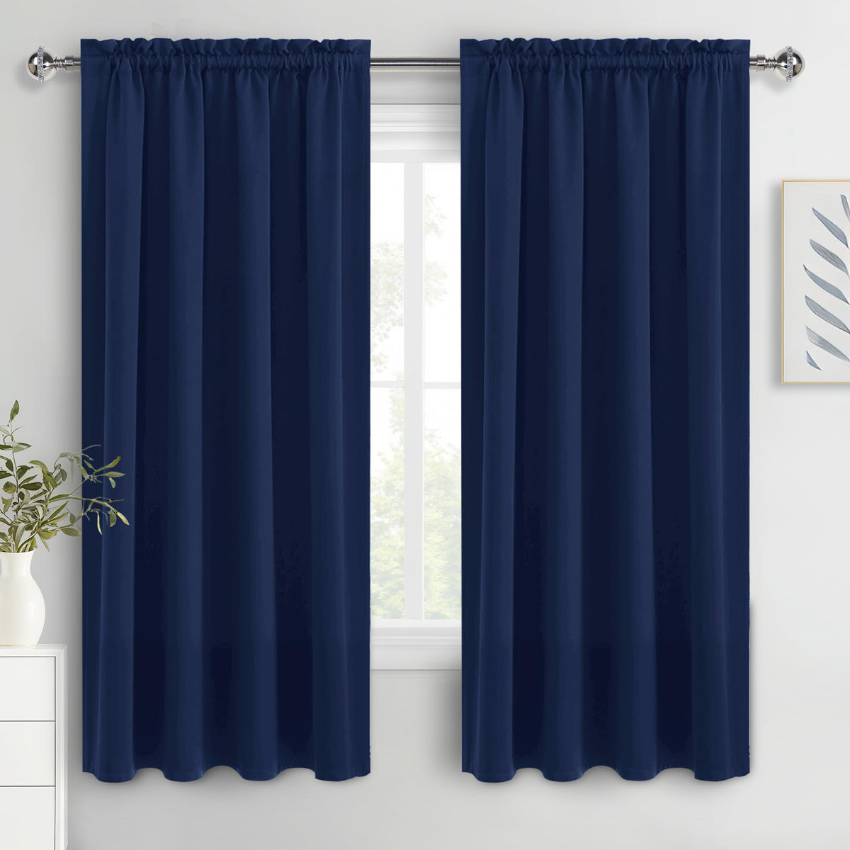 DWCN Blackout Curtains for Bedroom Living Room 42 x 63 Inch Long Black