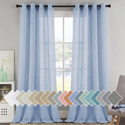 H.VERSAILTEX Natural Linen Sheer Curtains 84" 2 Panels Grommet