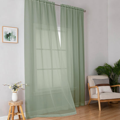 Simplebrand Black Sheer Curtains 84 Inches Long 2 Panels for Living Room
