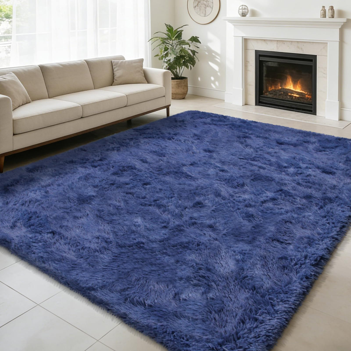 8x10 Fluffy Area Rugs for Living Room,Black Large Shag Area Rug for Bedroom