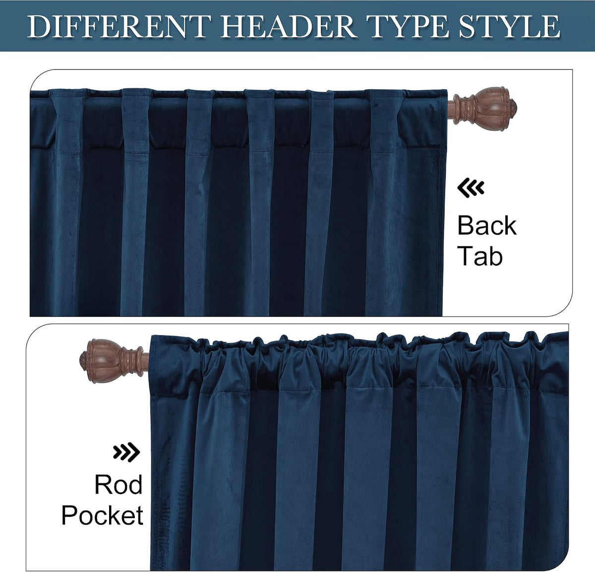 RYB HOME Blue Velvet Blackout Curtains for 84 inches Bedroom Living Room