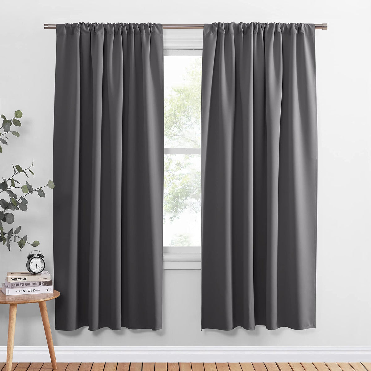 PONY DANCE Black Out Curtains 72 inch Long, Black, 2 Panels