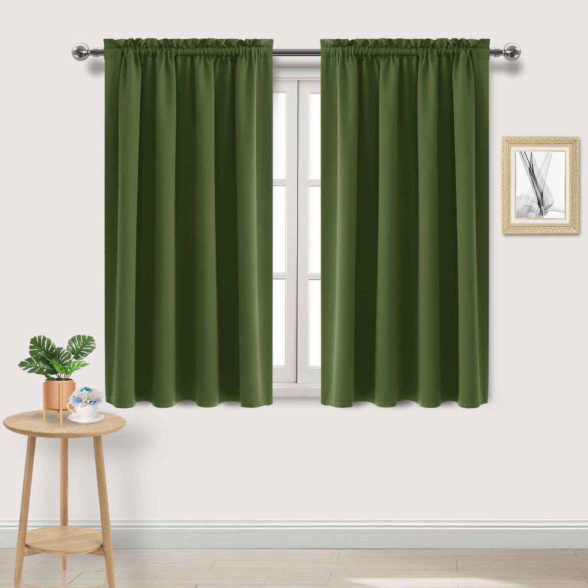 DWCN Blackout Curtains for Bedroom Living Room 42 x 63 Inch Long Black