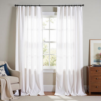 jinchan Linen Curtains Light Filtering Back Tab 50x96 Inch 2 Panels Beige