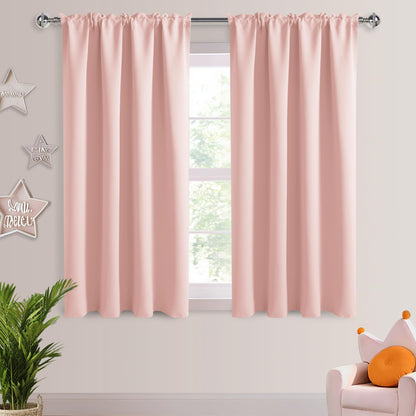 DWCN Blackout Curtains for Bedroom Living Room 42 x 63 Inch Long Black