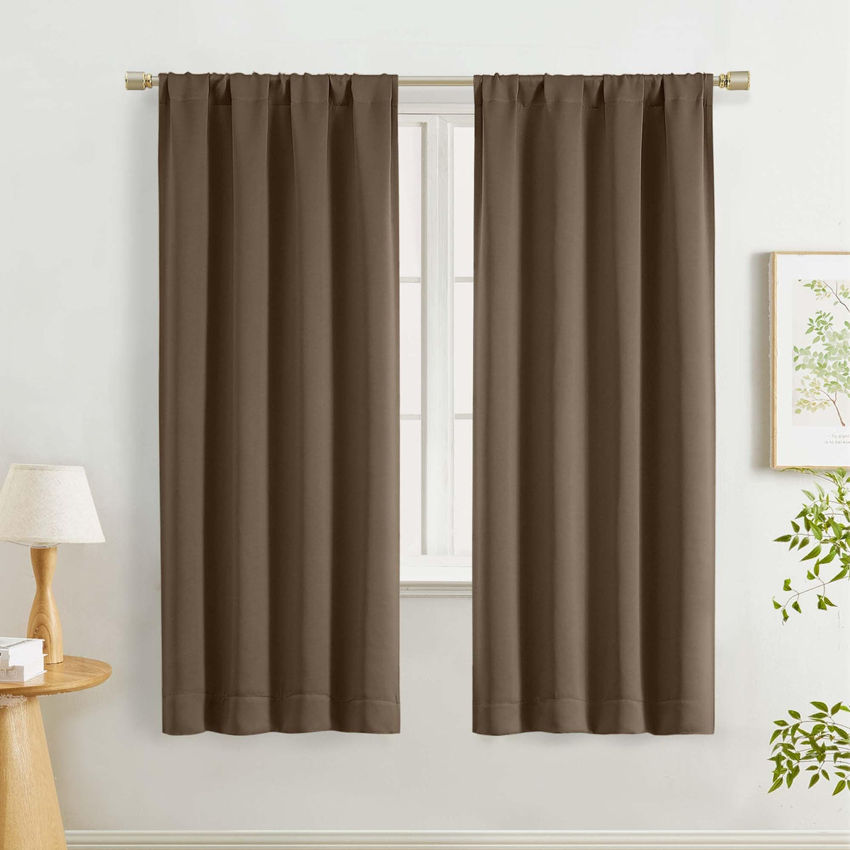 Lecloud Sage Green Room Darkening Curtains 54 Inch Length 2 Panels, Window Curtains for Bedroom, Energy Thermal Insulating Rod Pocket Curtain Drapes for Small Window, 40" W x 54" L