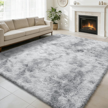 8x10 Fluffy Area Rugs for Living Room,Black Large Shag Area Rug for Bedroom